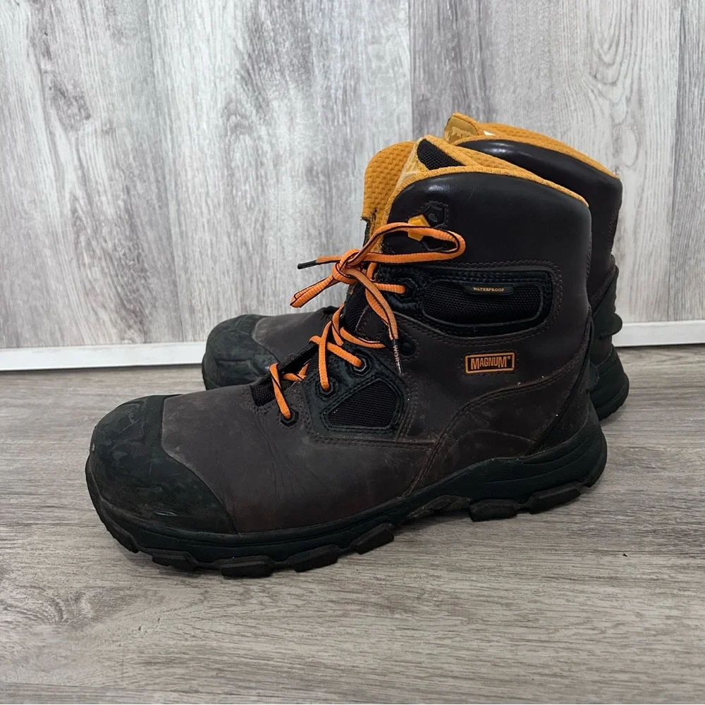 Magnum Barcelona 6.0 Safety Toe Work Boots Waterproof Men’s 10.5 Brown Orange